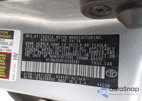 2018 Toyota Avalon Xle из США, поврежденный, VIN 4T1BK1EB9JU289291